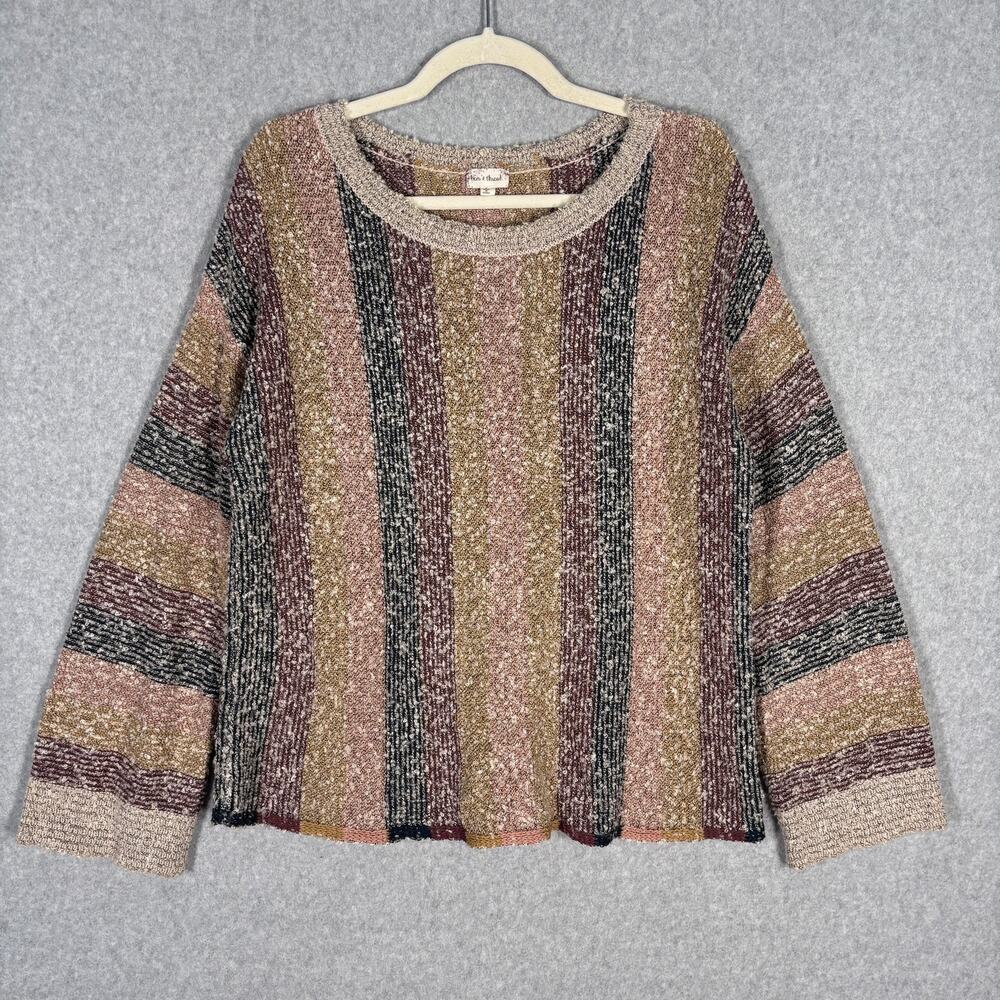 Hem Thread Sweater Small Mauve Tank Boucle Boho Chunky Slouchy Abstract Artsy